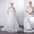 KB2015-43 Sparkling Appliqued Lace A-line Vestidos de casamento branco Off-Shoulder Vestido de noiva Vintage Style Wedding Dresses 2016